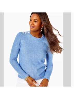 Lilly Pulitzer Morgen Sequin Sweater Boca Blue XXL New